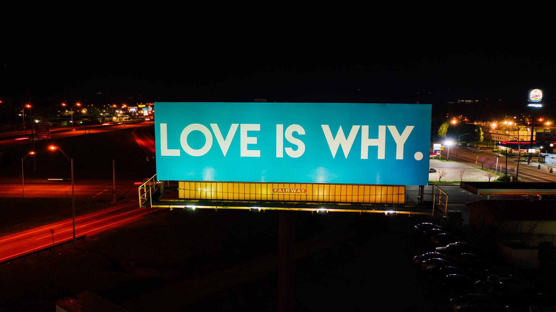 big glowing billboard in city center